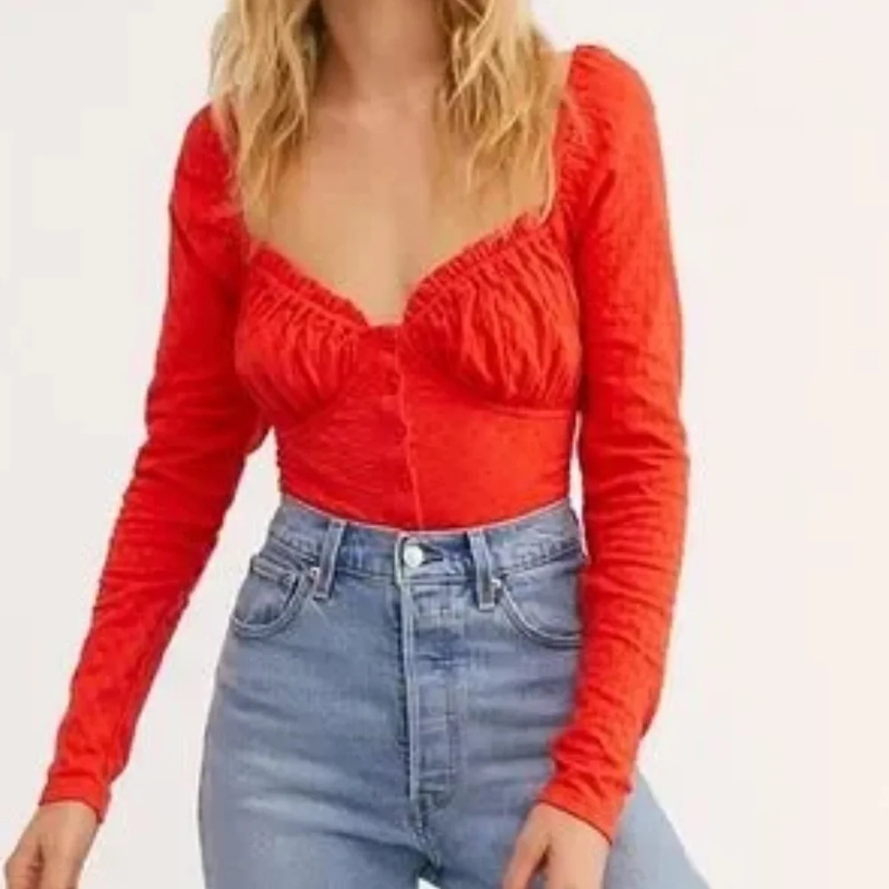 Free People Ladybug Long Sleeve Cropped Top Medium